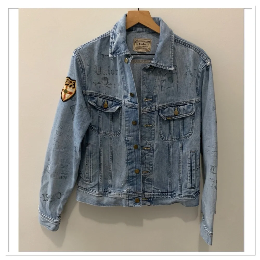 Polo Ralph Lauren Graffiti Print Patch Jean Jacket Size Medium - Picture 3 of 13